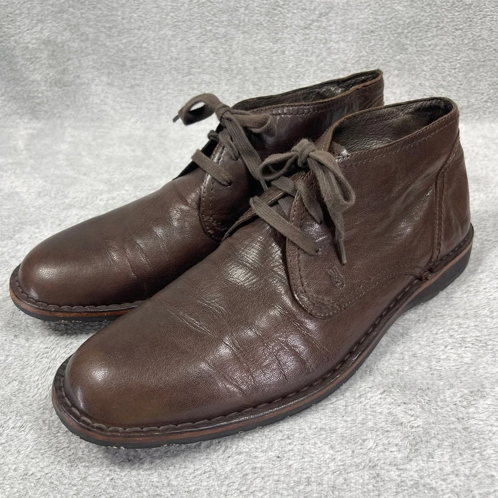 John Varvatos Chukka Boots Mens 13 Brown Leather Lace Up Ankle Boots Casual